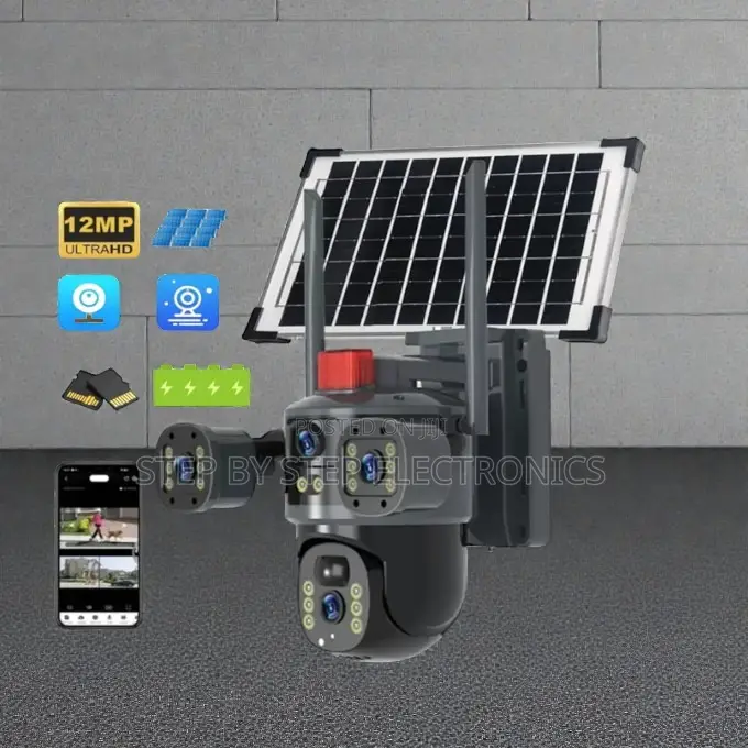 4g 12mp PTZ Solar Camera Multiple Lens With Loud Light Alarm Siren