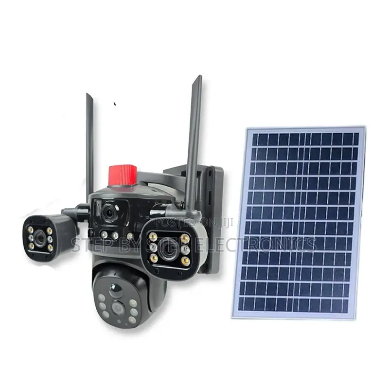 4g Solar Camera Multi Lens Light Alarm Siren Night Vision Activated