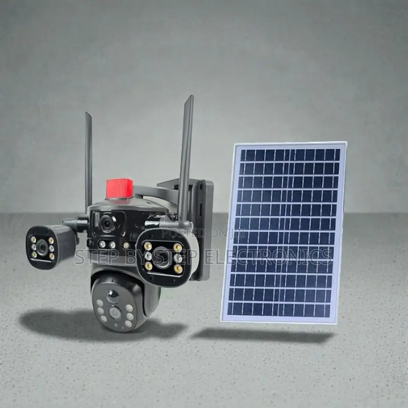4g Multi Lens Solar Camera Motion Detection Light Alarm Siren Hd