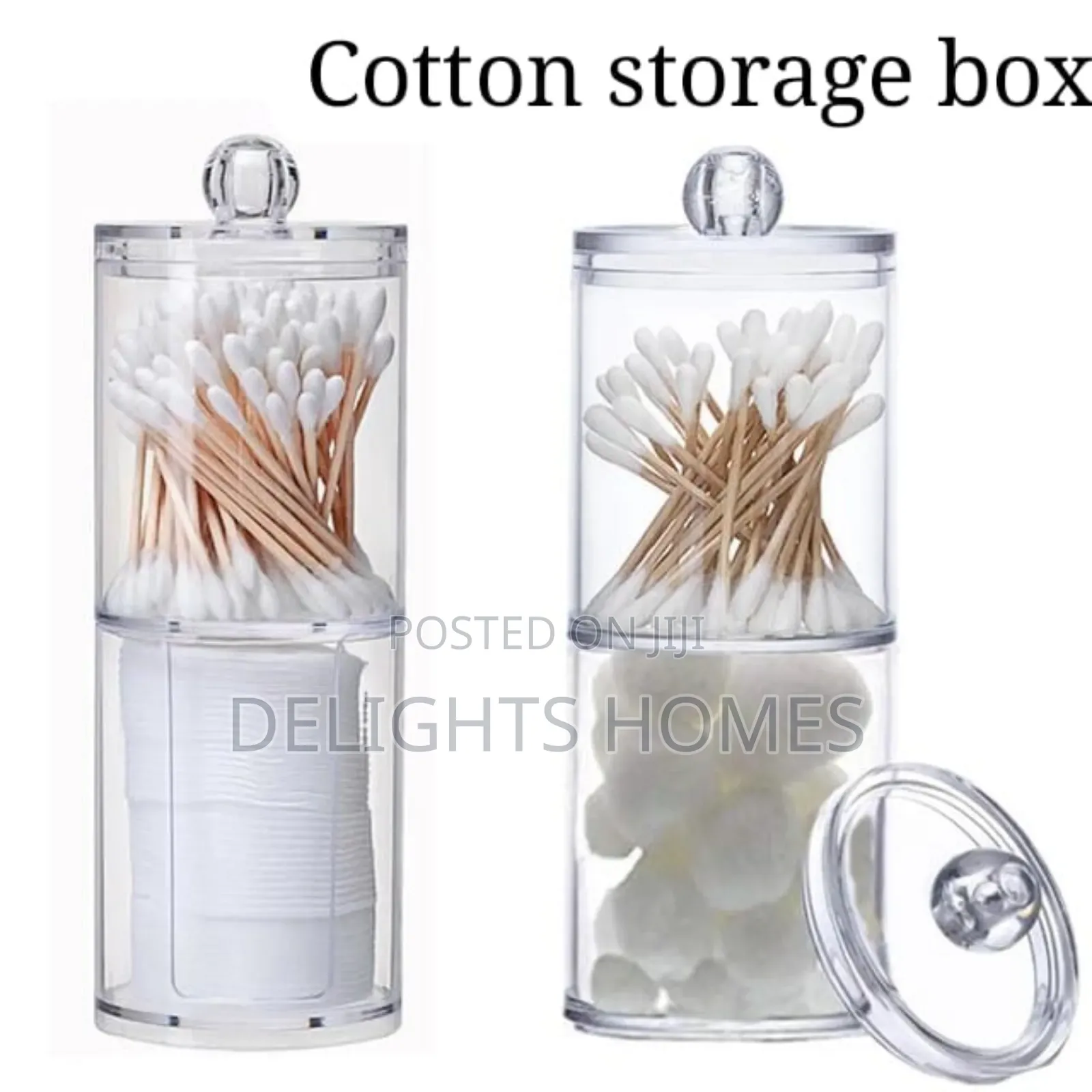 2 Layer Acrylic Multifunctional Round Qtip Storage Box_haw