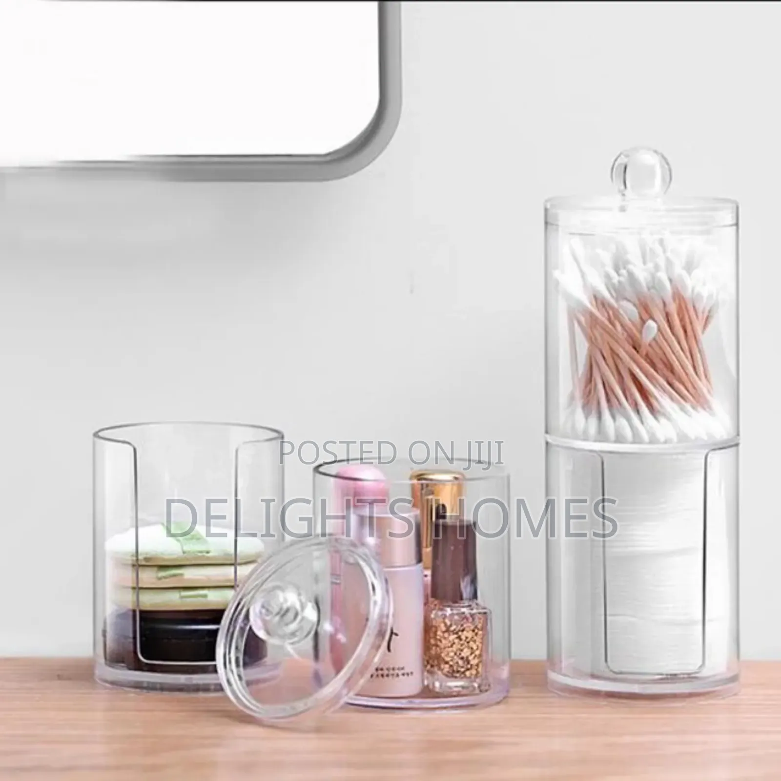 2 Layer Acrylic Multifunctional Round Qtip Storage Box_haw