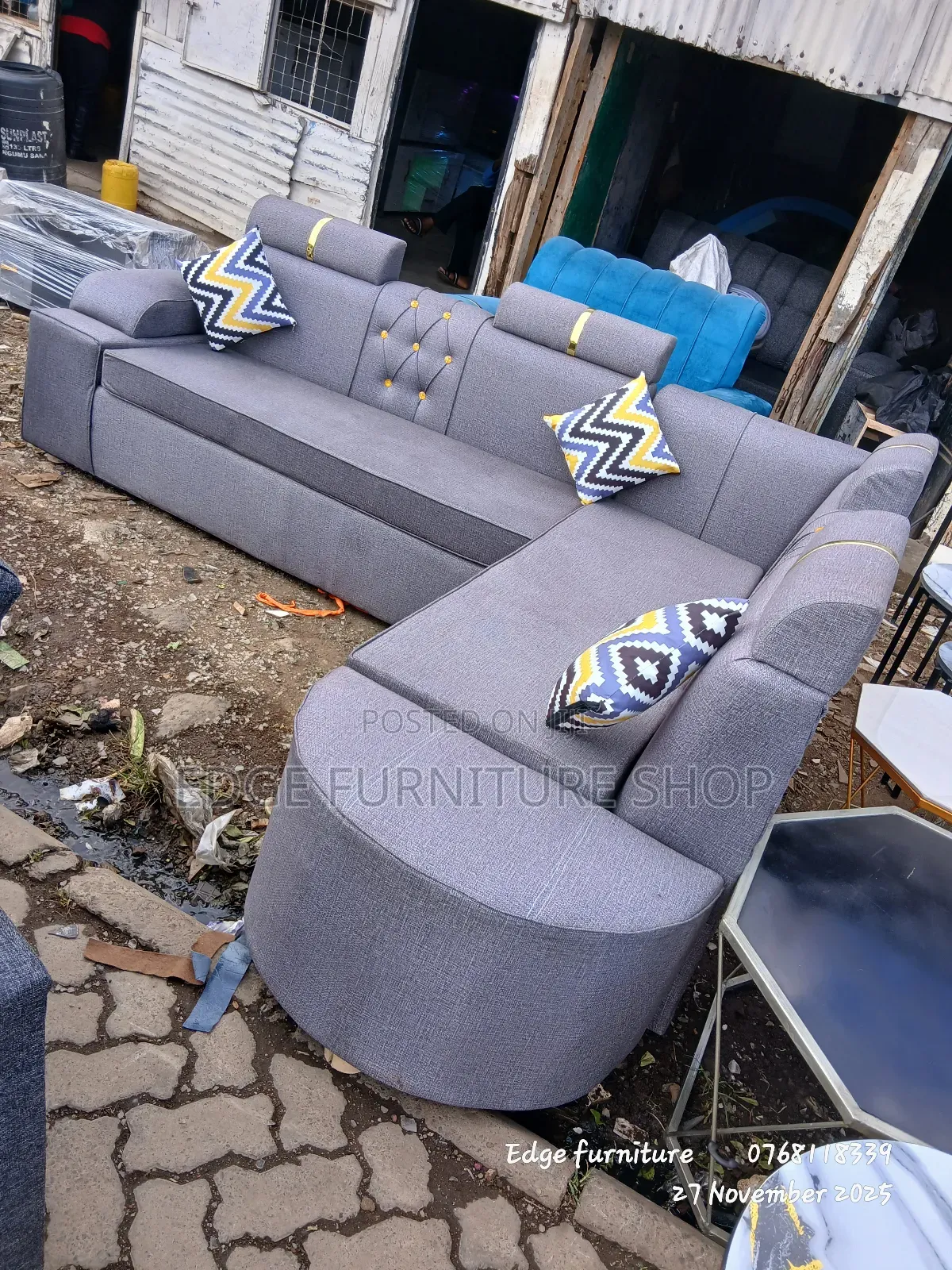 Grey6seater Corner Seater Available at Edge Furniture Shop