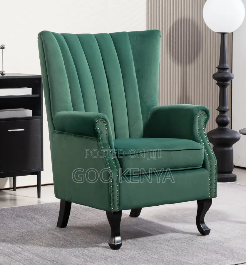 Home Chair; Comfortable Modern Green Lounge Chair for Leisure Spaces