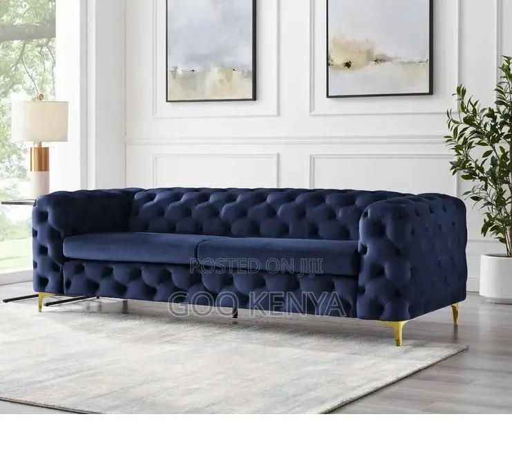 Home Sofa; 5-Seat Luxury Living Room Sofas Button-Tufted Velvet Design