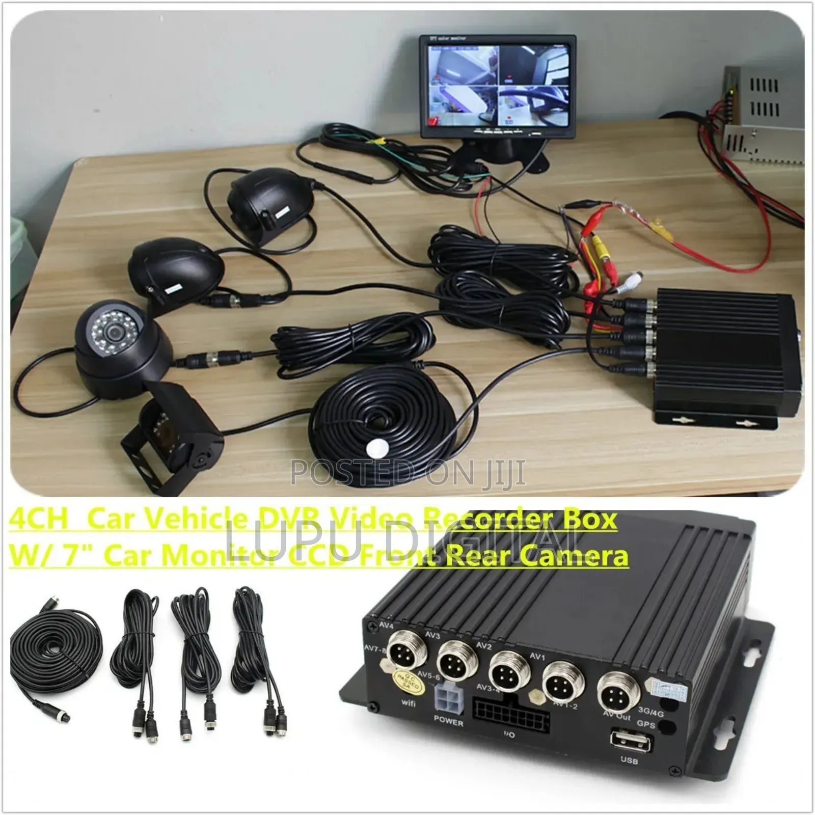 4ch Car DVR Video Recorder Kit With 7" Monitor 4 Night Visioncameras