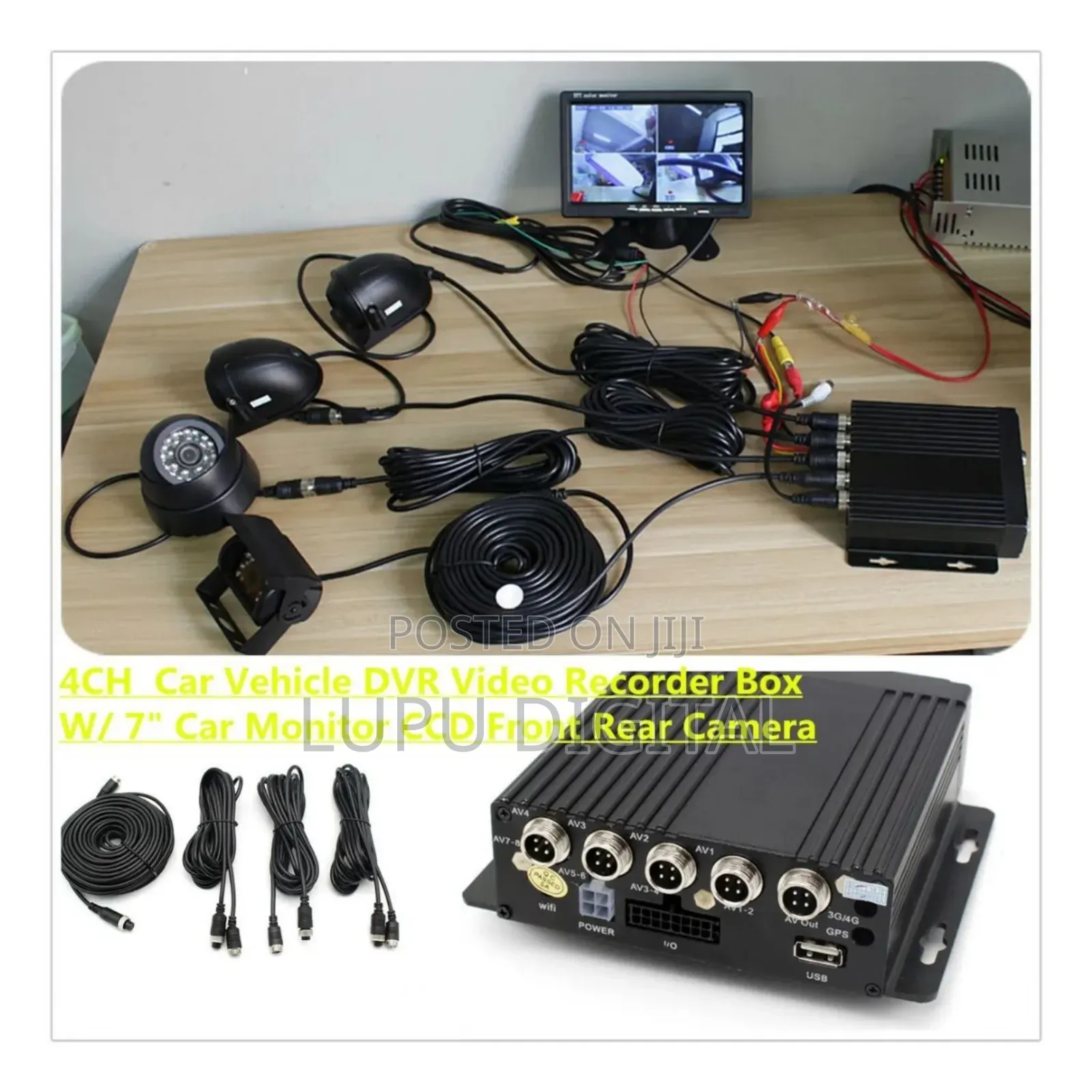 4ch Car DVR Video Recorder Kit With 7" Monitor 4 Night Visioncameras