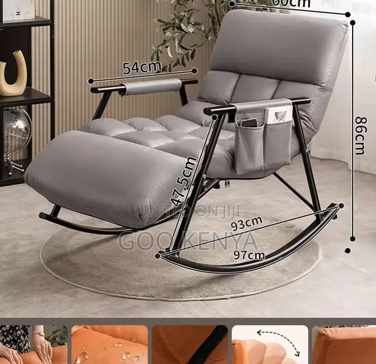 Home Chair; Luxury Relaxing Rocking Home Sofa Iron Fabric Upholstery