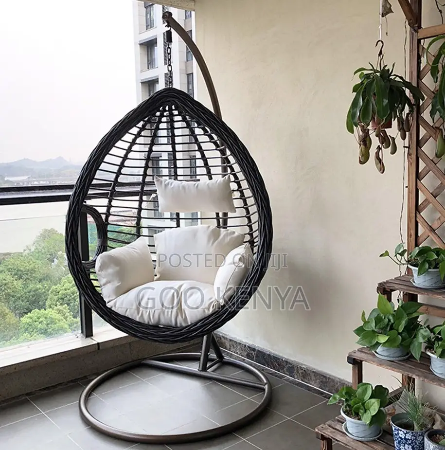 Home Chair; Single Outdoor Hanging Egg Chair — Wicker Steel Design