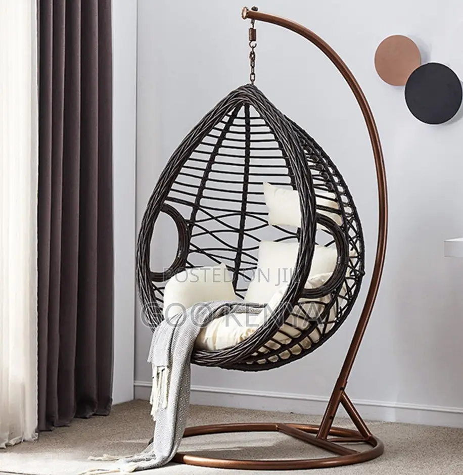 Home Chair; Single Outdoor Hanging Egg Chair — Wicker Steel Design