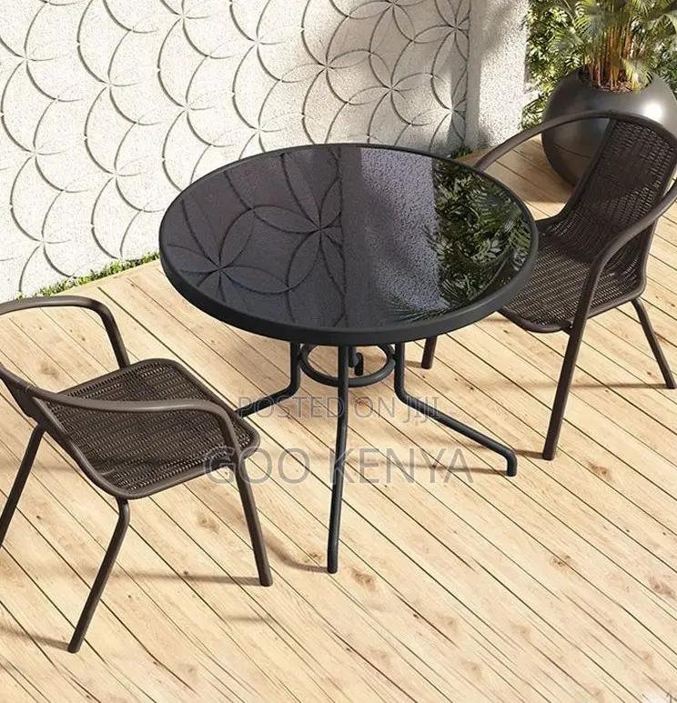 Home Dining Set; Elegant Round Glass-Top Rattan Bistro Set for Outdoor