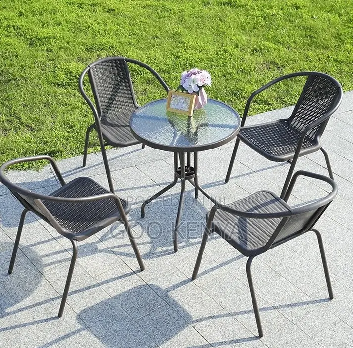 Home Chair; Durable Plastic Rattan Armchair for Indoor/Outdoor Spaces