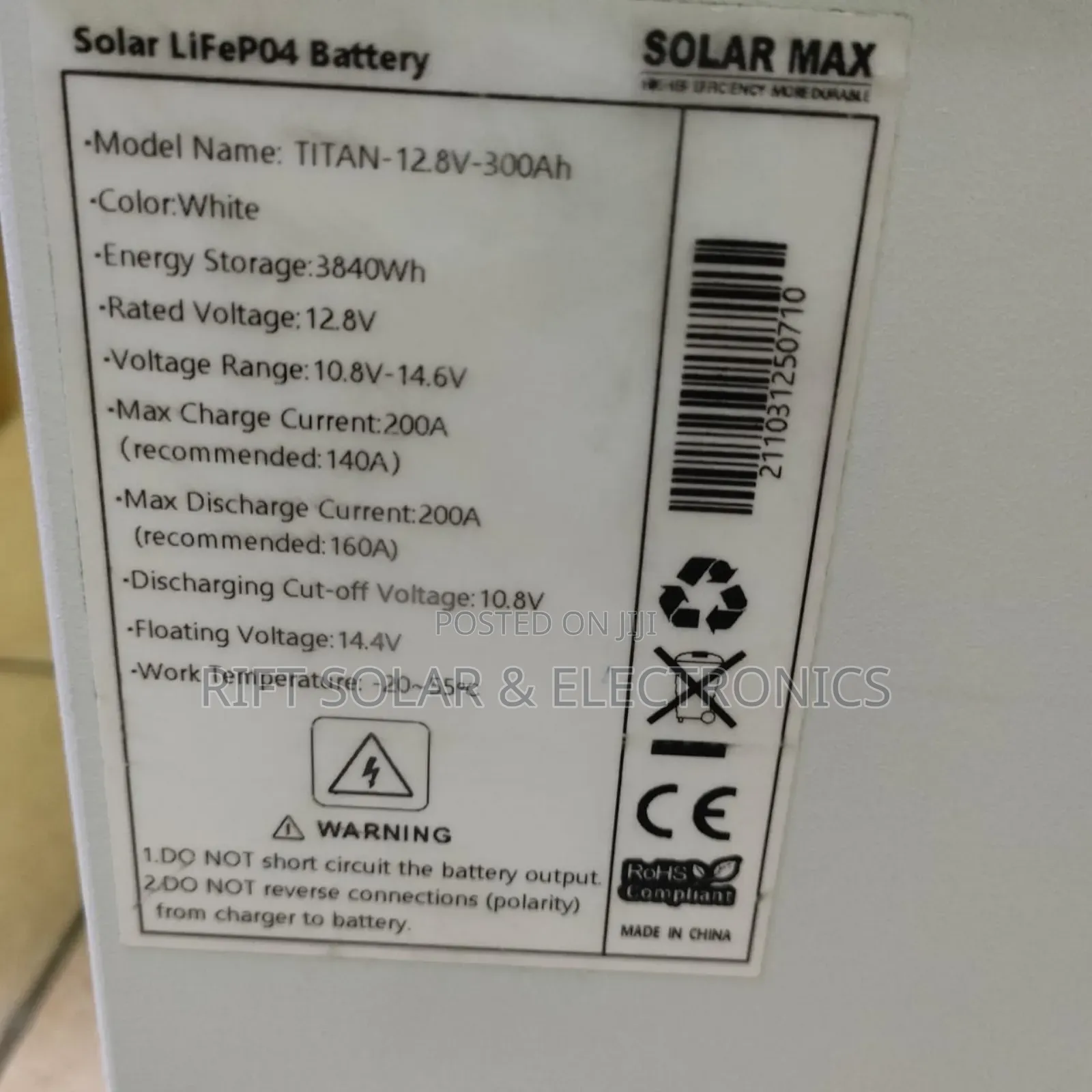 High Quality Solarmax 300ah - 12v Lithium Ion Solar Battery