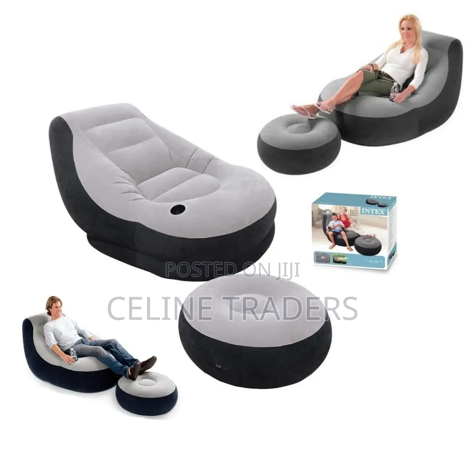 Relax Unwind: Inflatable Chair With Footrest + Pump(Big Size)