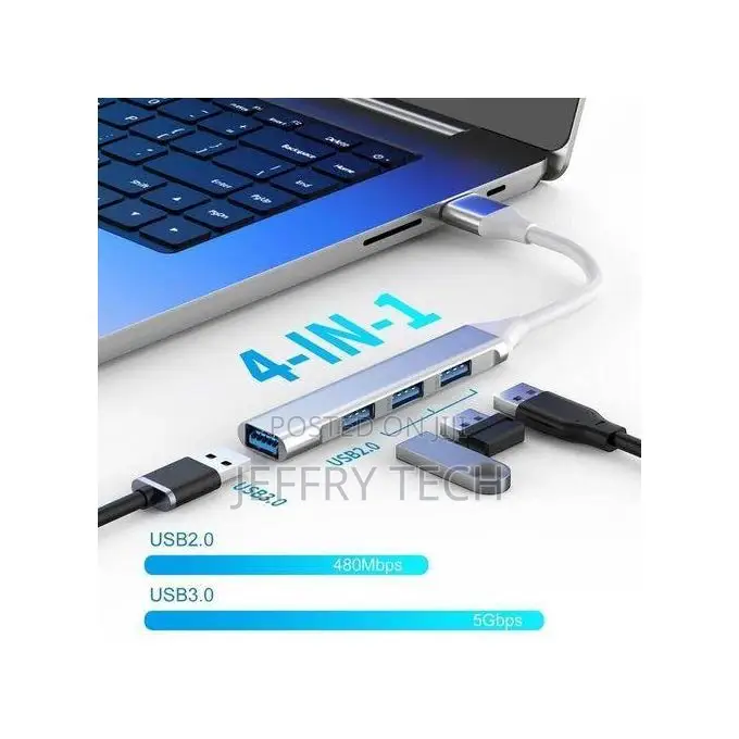 4 Port Usb 3.0 Hub High Speed Usb-C Type C Splitter 5gbps Computer Mac
