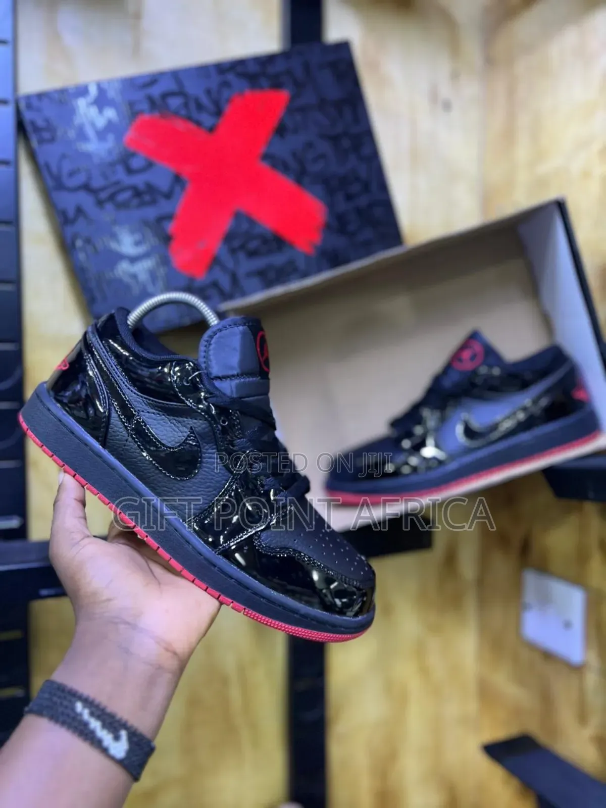 Nike Air Jordan 1 Low Sp "Gina" Sneakers In A Black And Red Patent