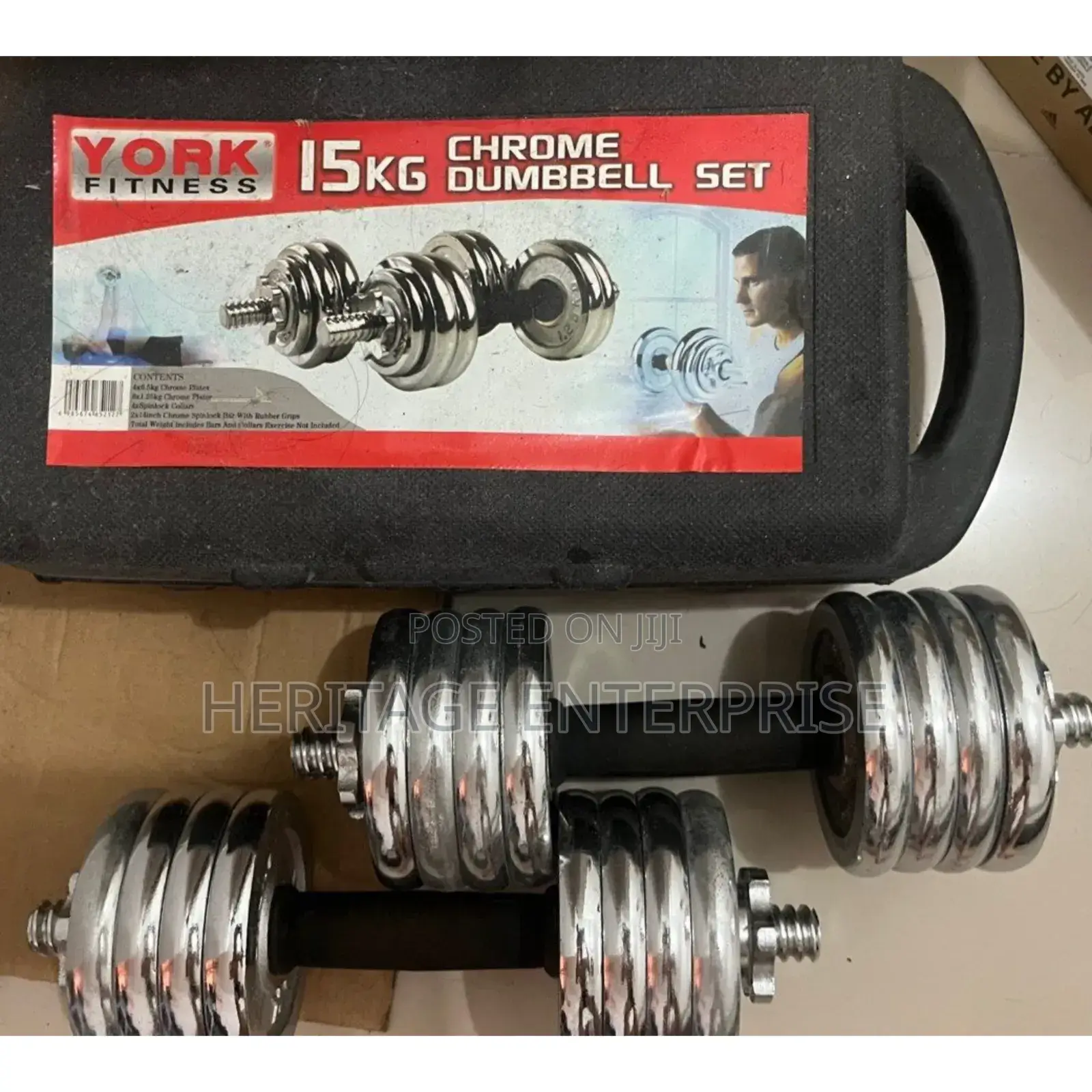 Chrome Dumbells Set Fitness 15kg