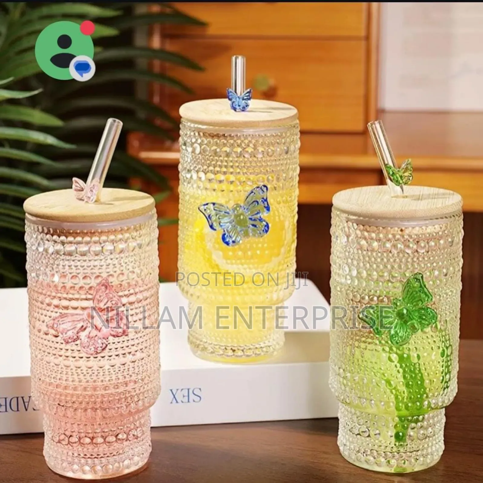 *475ml Glass Cuptumbler With Straw and Lid*
