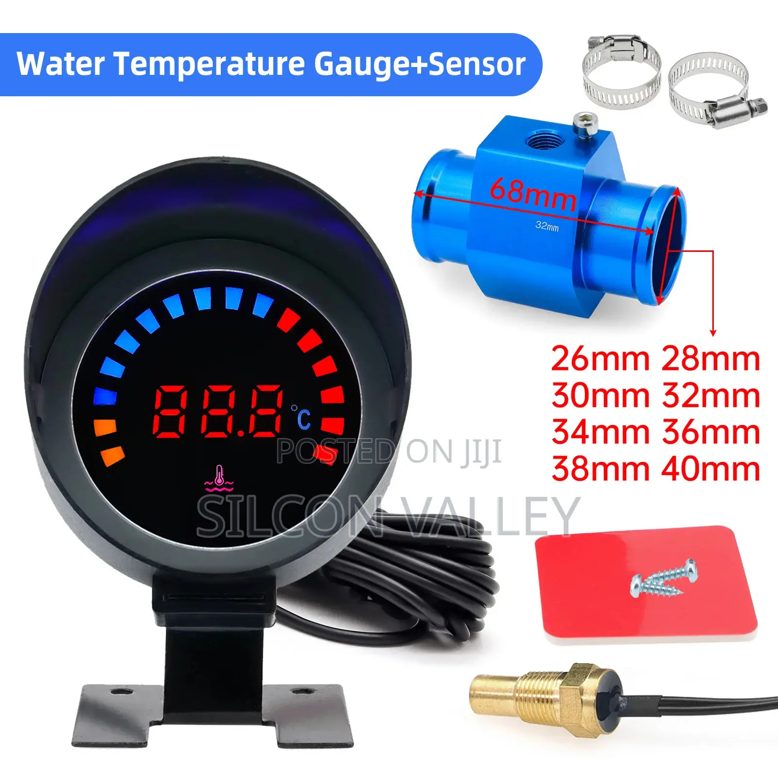 2 in 1 Water Temperature Gauge Digital Led Voltmeter Water