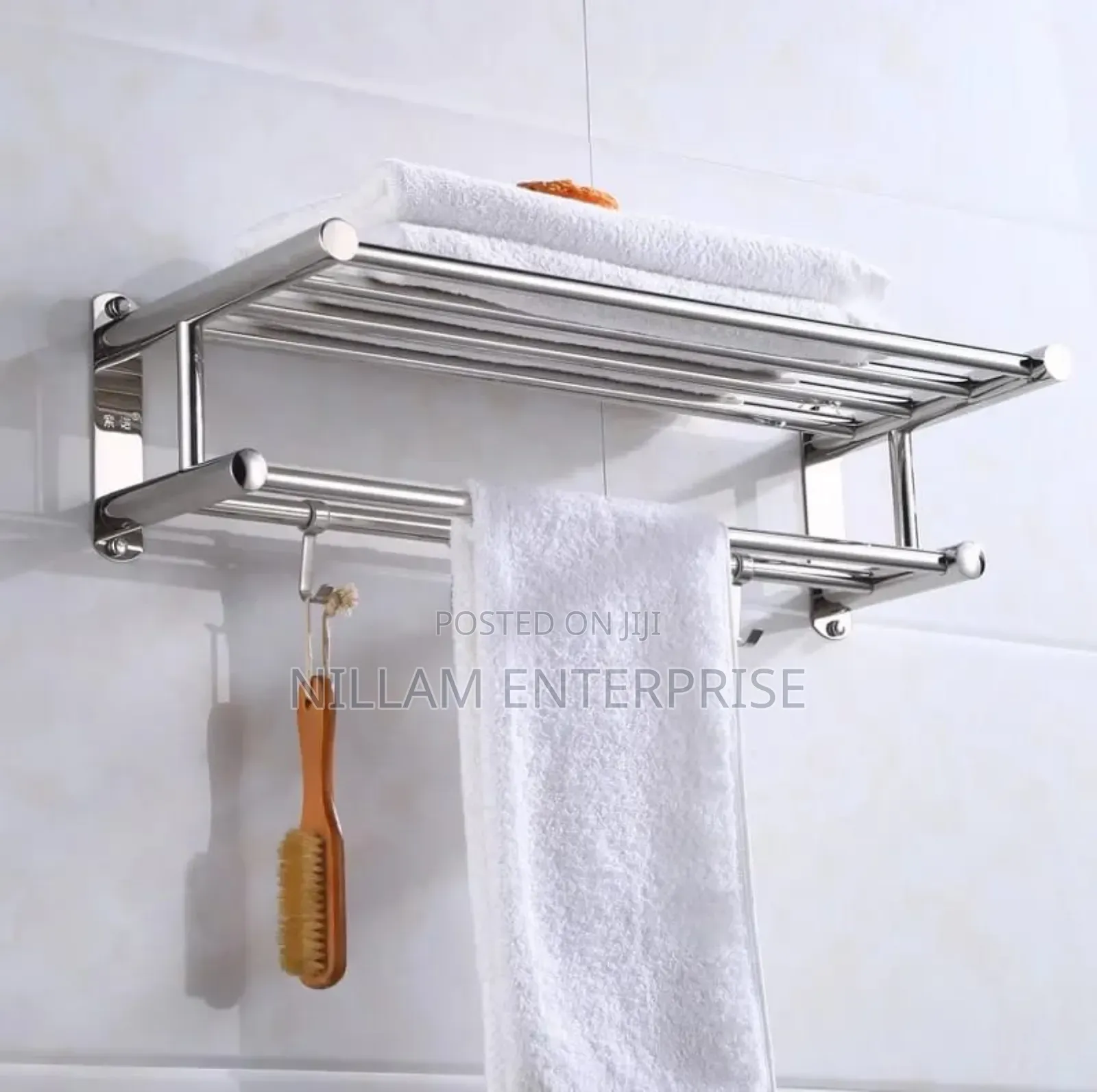 Bathroom Wall Mounted Towel Rack Accessory With Hooks*