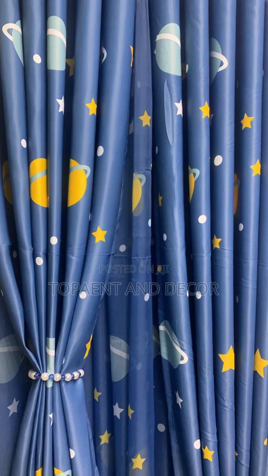 Moon and Stars Cartoon Themed Full Length Curtains