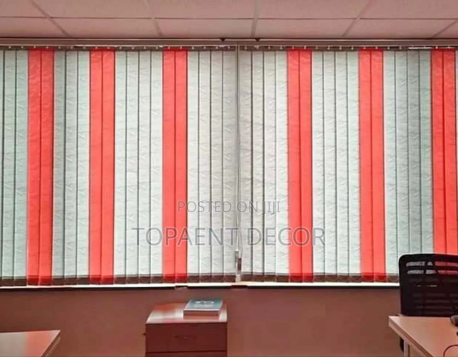 Light Grey And Orange  Sleek Look Vertical Office Window Blinds