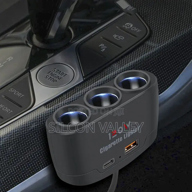 3-in-1 Dual Usb 120w Car Cigarette Lighter Splitter 12v