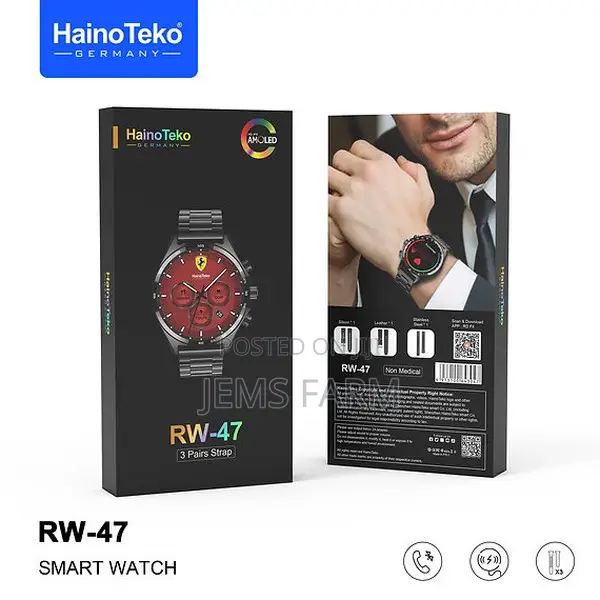 Haino Teko Germany Rw47 Amoledsmartwatch 3 Straps and Wireless Charger