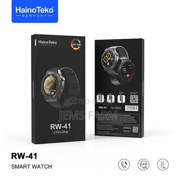 Haino Teko Germany Rw41 Amoled Display Smartwatch With 3 Straps