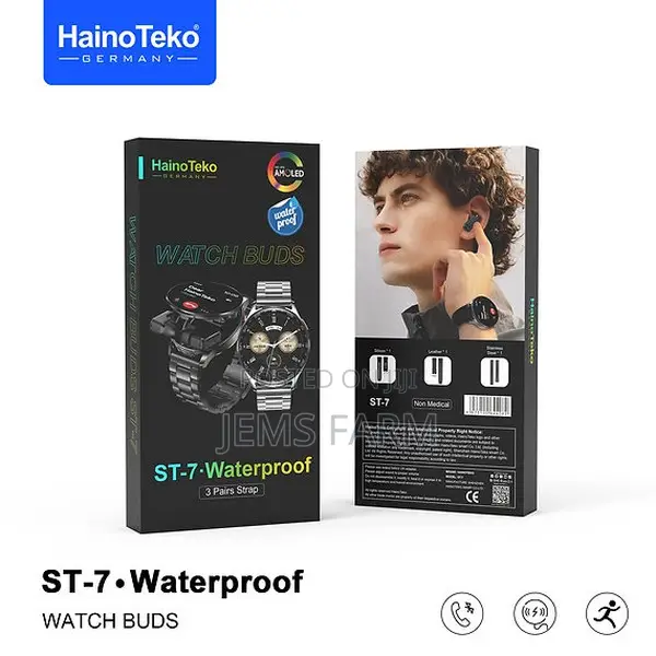Hainoteko St-7 Waterproof Smart Watch With Free Ear Buds and 3 Straps