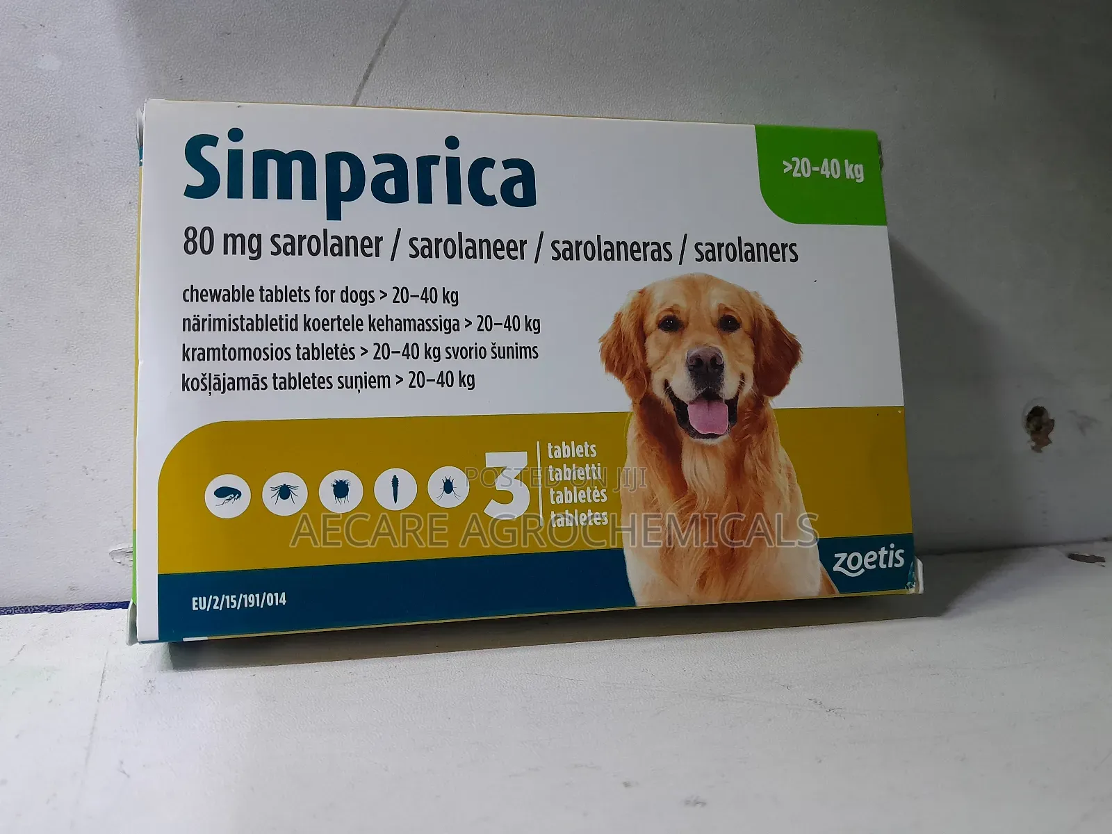 Simparica 80 Mg Chewable Tablets 20-40kg Flea Ticks. ( 1 Tablet )