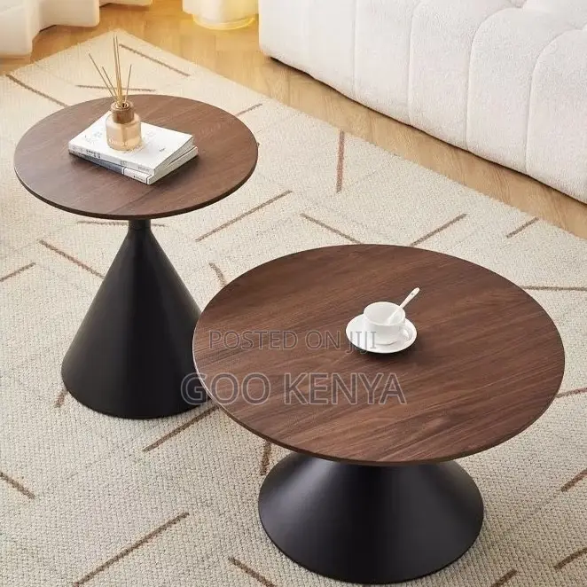 Home Table Set; Round Wood Top Minimalist Cream Coffee Table for Home