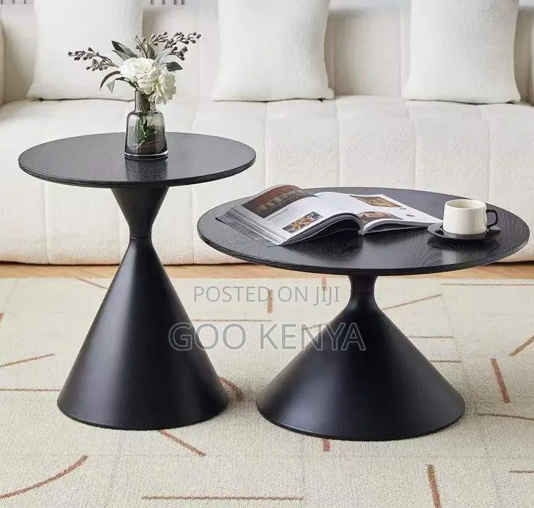 Home Table Set; Round Wood Top Minimalist Cream Coffee Table for Home