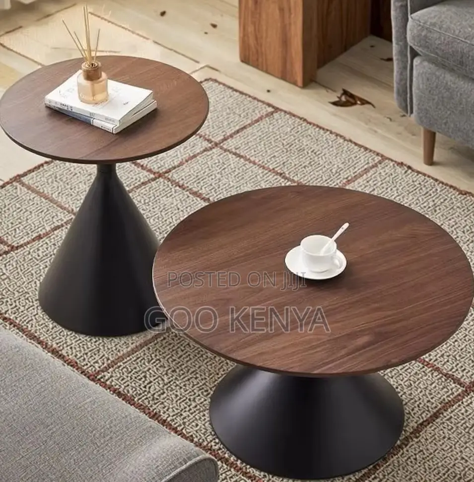 Home Table Set; Round Wood Top Minimalist Cream Coffee Table for Home