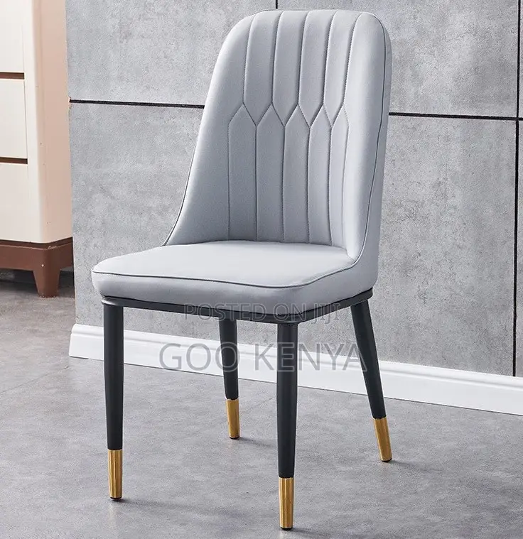 Home Chair; High-End Leather Dining Chair With Sculpted Steel Base