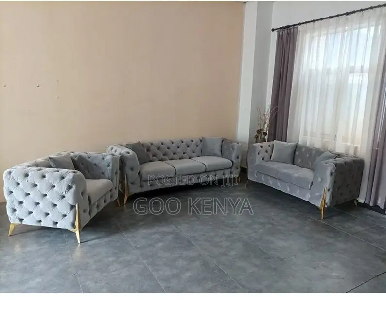 Home Sofa; 6-Seater Fabric Elegant Luxury Chesterfield Sofa for Home