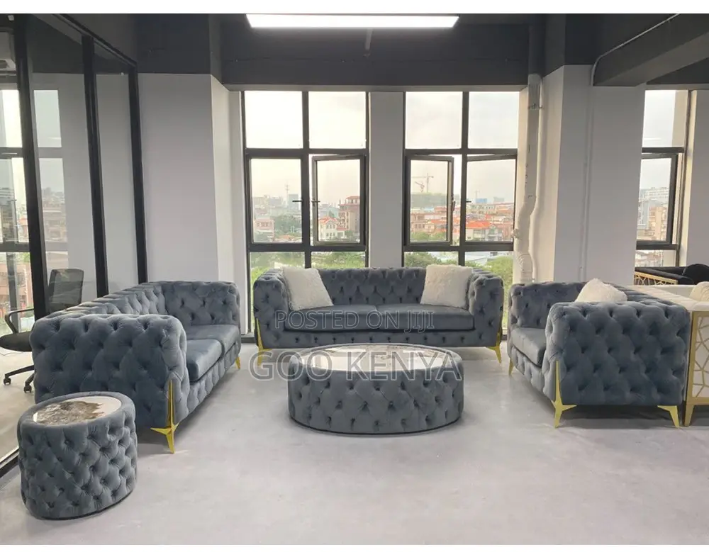 Home Sofa; 6-Seater Fabric Elegant Luxury Chesterfield Sofa for Home