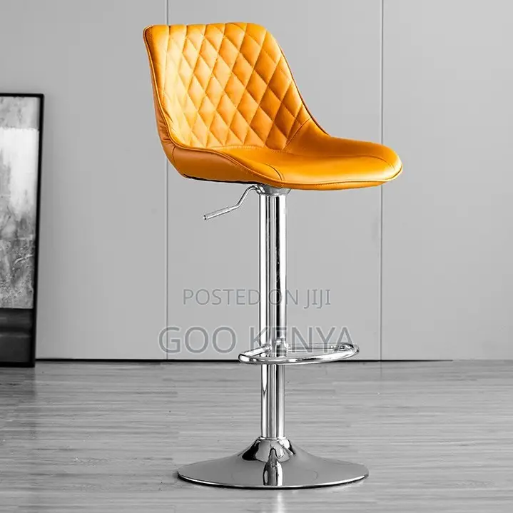 Home Bar Stool;Premium Gray Leather Light-Luxury Bar Chair for Kitchen