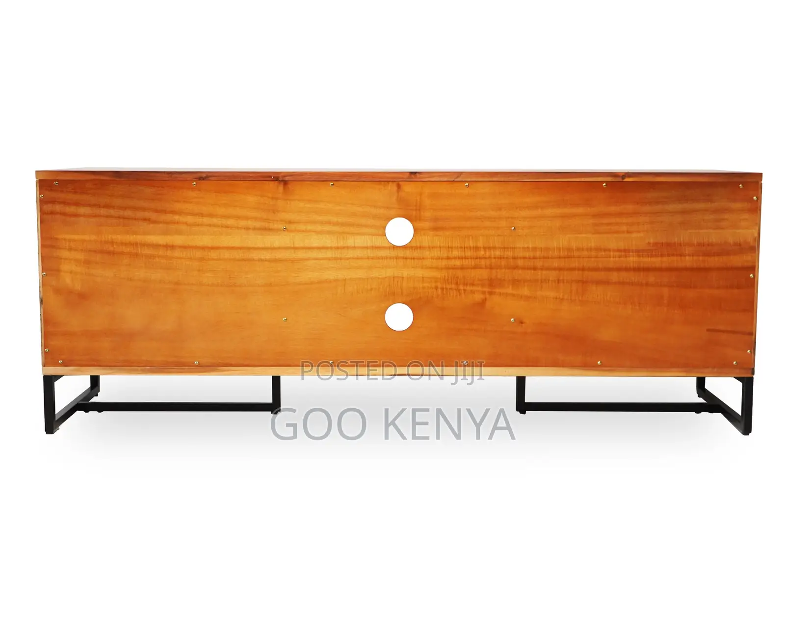 Home Tv Cabinet; Designer Entertainment Stand, Wood and Metal Base