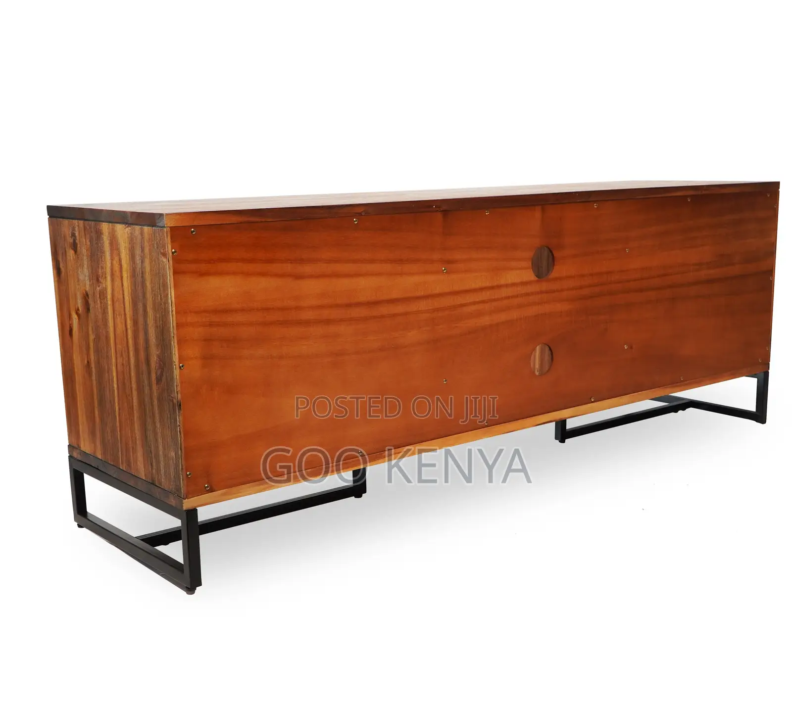 Home Tv Cabinet; Designer Entertainment Stand, Wood and Metal Base