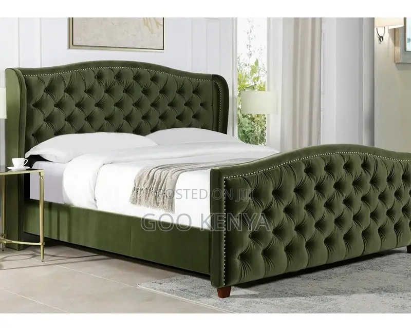 Home Bed; Elegant Queen/King Size Velvet Bed for Hotel or Home Bedroom