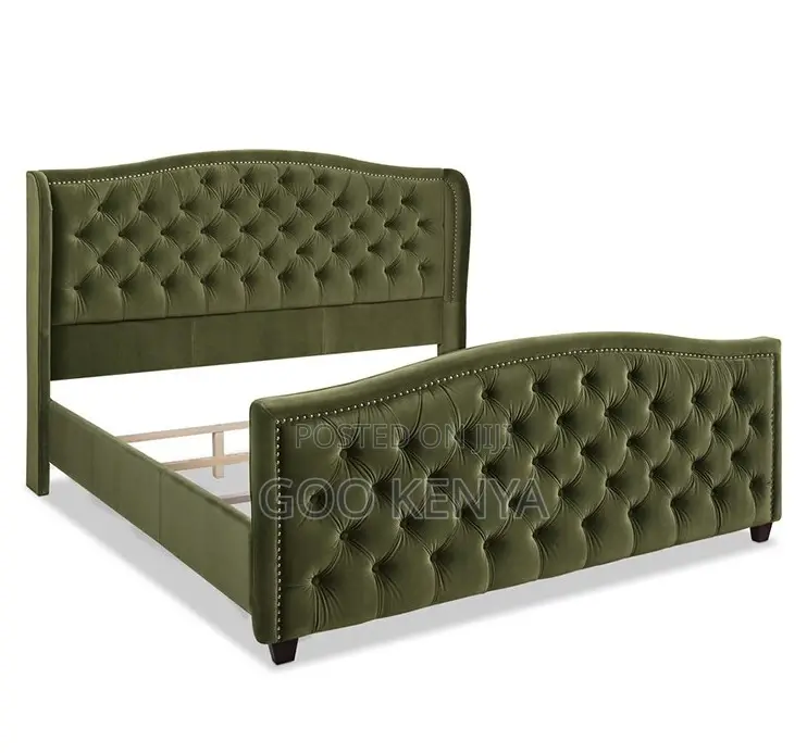 Home Bed; Elegant Queen/King Size Velvet Bed for Hotel or Home Bedroom