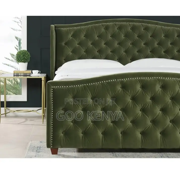 Home Bed; Elegant Queen/King Size Velvet Bed for Hotel or Home Bedroom