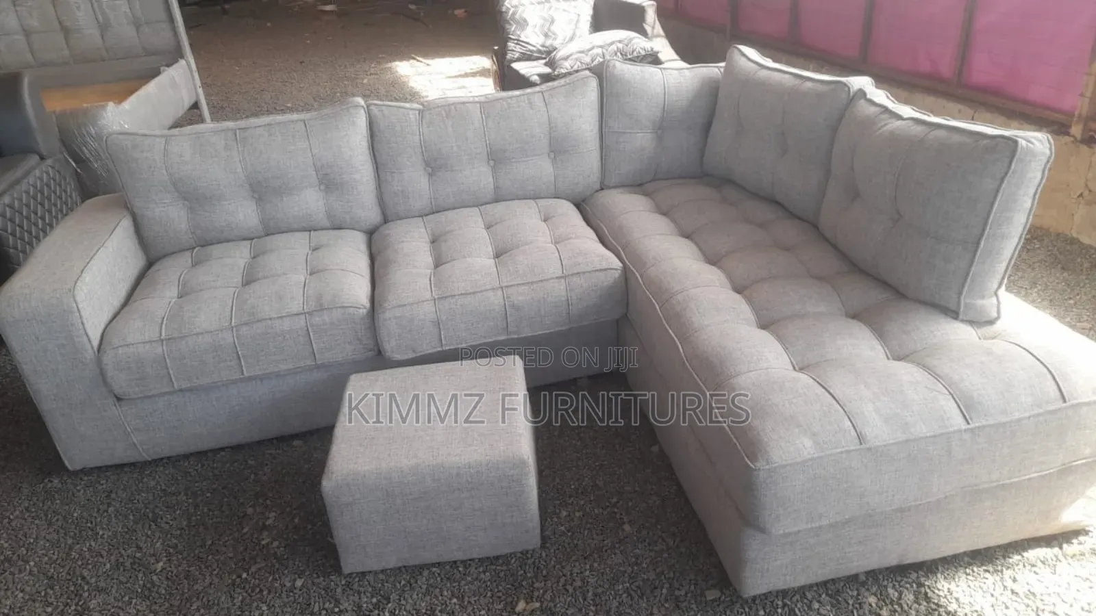 L+Shaped Sofa With a Puff