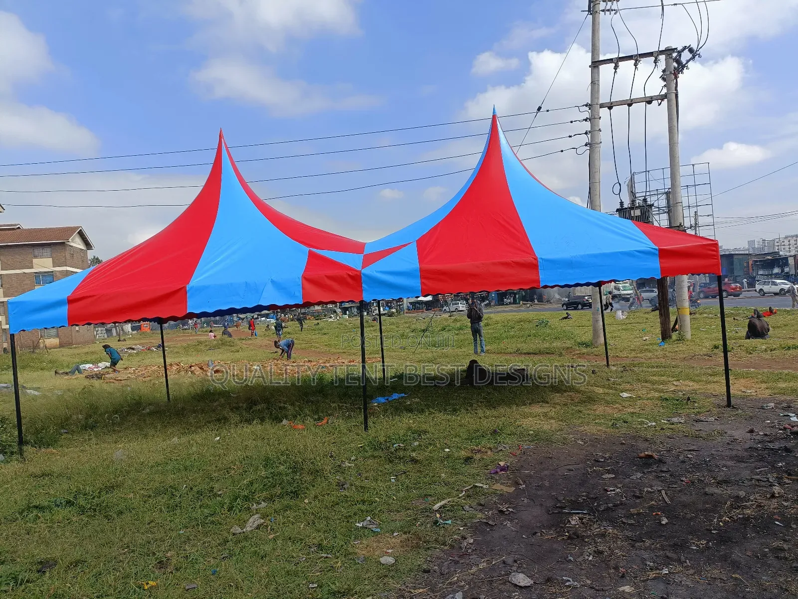 High Quality Tent for Sale - Durable Red Blue 100 Seater Tent