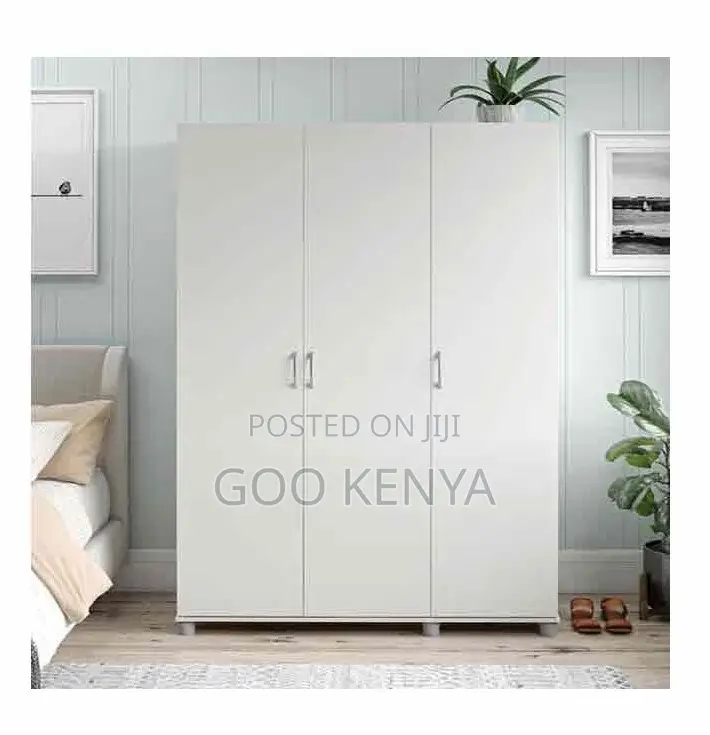 Home Wardrobe; 3-Door White Modular Wardrobe for Elegant Bedroom