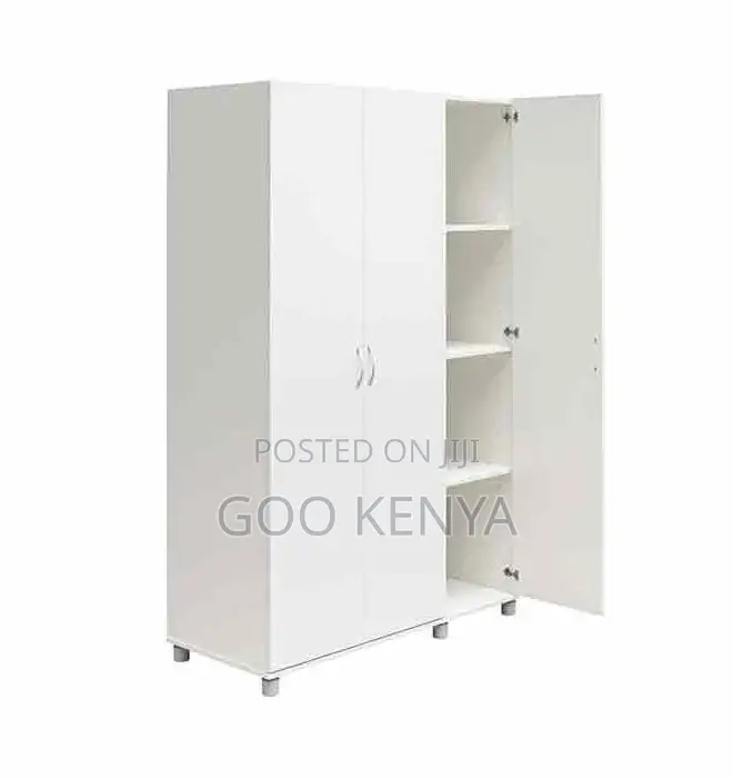 Home Wardrobe; 3-Door White Modular Wardrobe for Elegant Bedroom