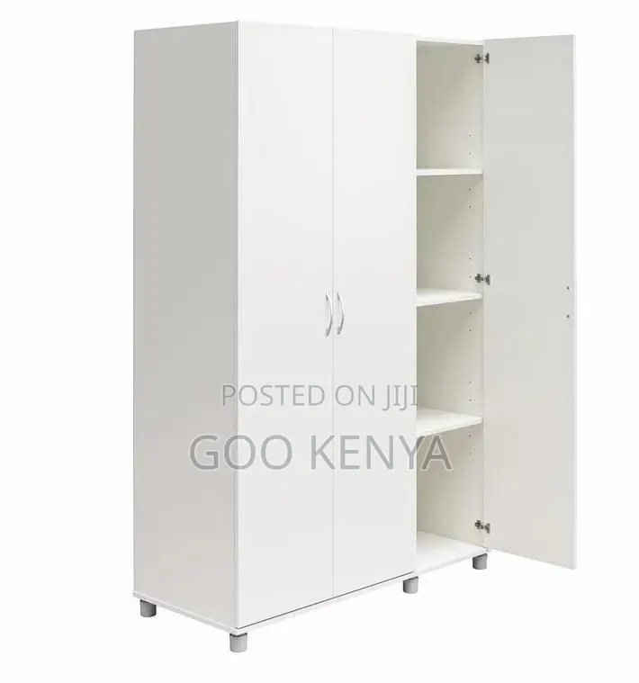 Home Wardrobe; 3-Door White Modular Wardrobe for Elegant Bedroom