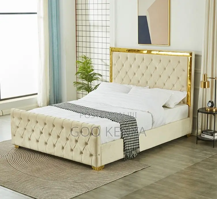 Home Bed; Durable Wooden Bed Frame With Storage and Soft Velvet Finish