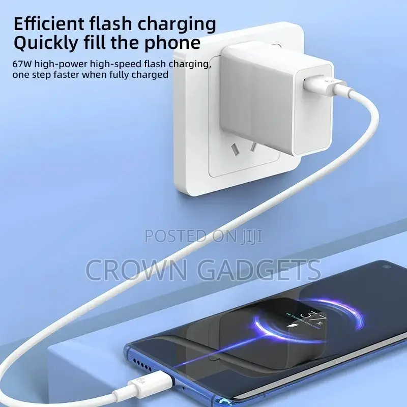 67watts Xiaomi Quick Charge Adapter + Type-C Cable for Redmi Poco