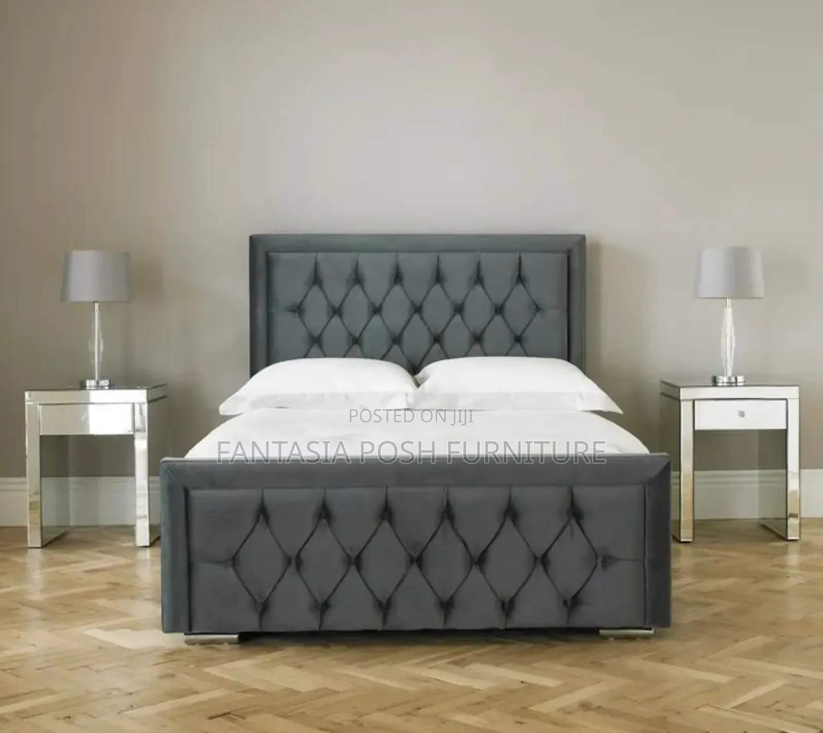 5x6 Dark Grey Chesterfield Bed